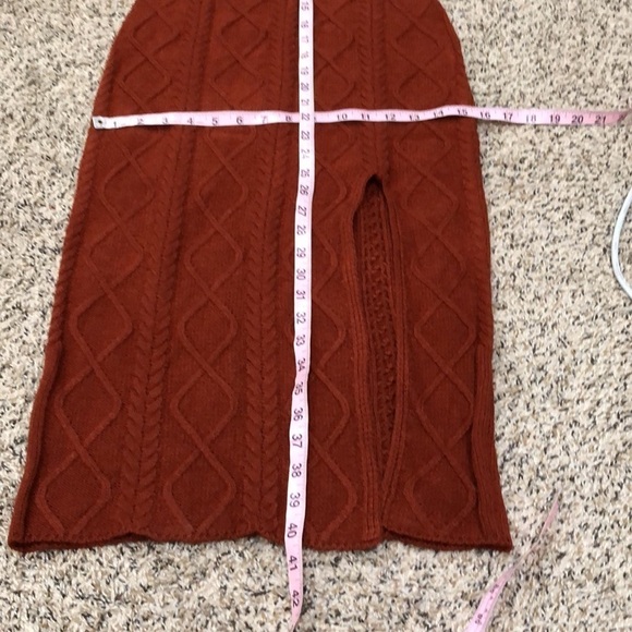 Fashion Nova Midi Dress Size Medium Burnt Orange Cable Knit Strapless Bodycon - Picture 8 of 8